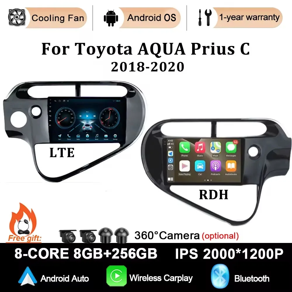 

Car Radio For Toyota AQUA Prius C 2018-2020 Multimedia Player Carplay DSP Stereo Auto BT radio 4G WIFI Android 14 GPS Navigator