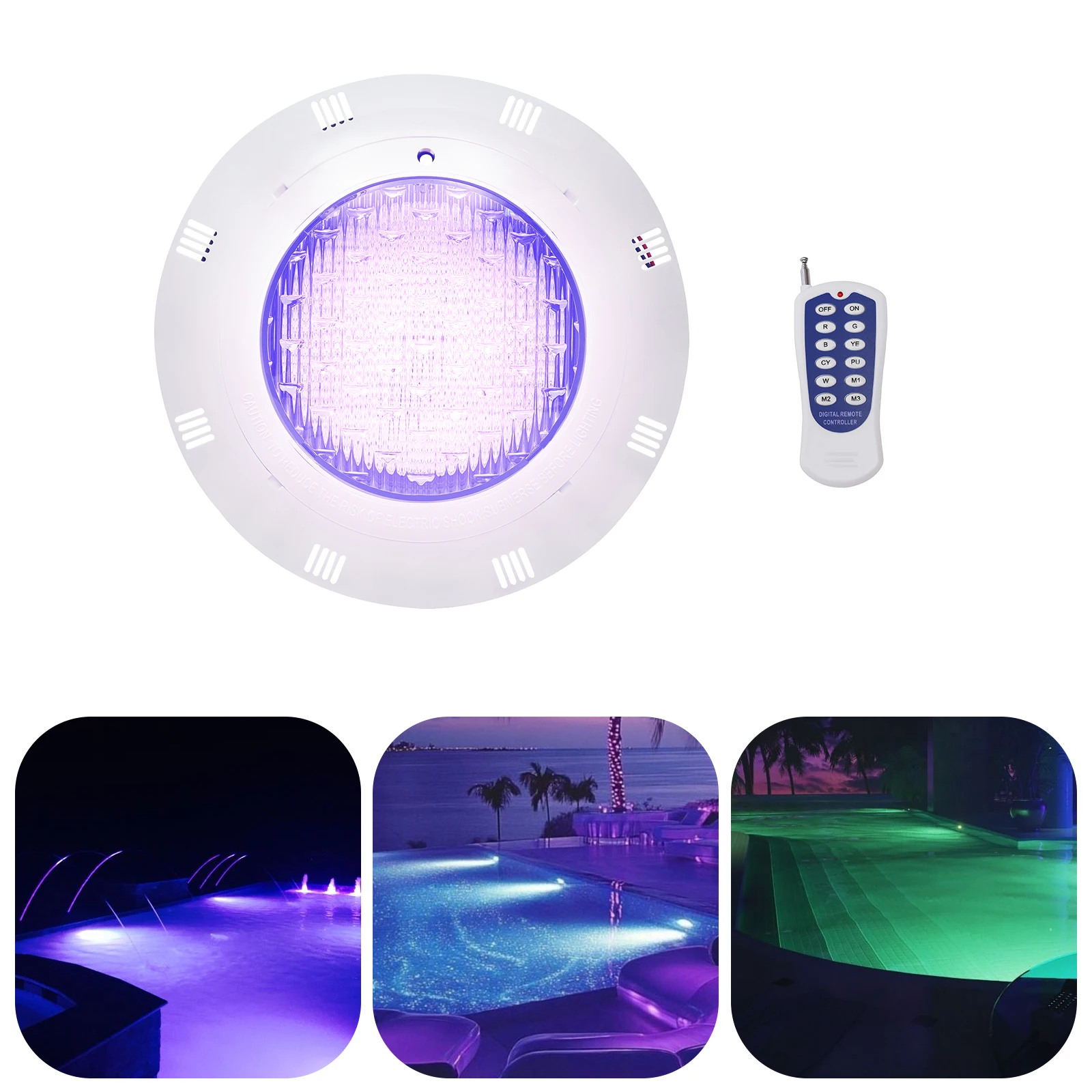 

AC 12V 45W RGB LED Swimming Spa Pool Light Underwater Lamp Decor IP68 Waterproof with Remote Control 11 Changing Modes