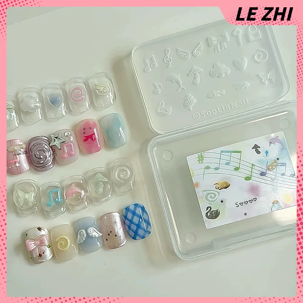 

1Pcs Y2K Wings Musical Notes Dolphin Swan Fish Shell Nail Art Silicone Mold Clouds Butterfly Bowknot Key Lock Diy Manicure Mould