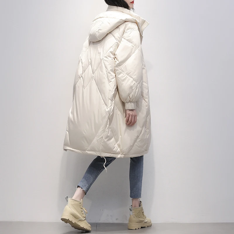 

Down Jacket For Women's Clothing 2023 New Winter Parkas Fashion Thicken Hooded White Duck Down Coat Female Loose Warm Outwear