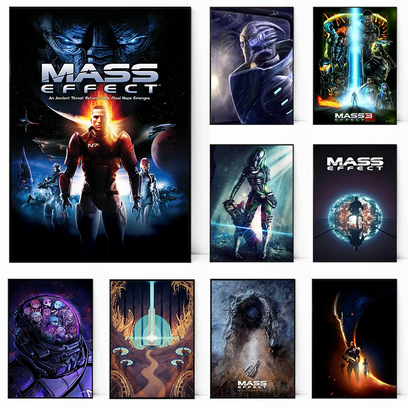 Póster de efecto de masa de juego de ciencia ficción, impresión en lienzo, arte de pared, decoración colgante, pintura para el hogar, decoración artística de sala de estar