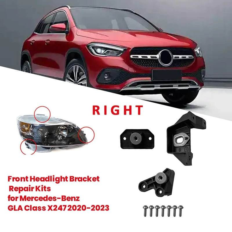 NEW-1Pair Car Front Headlight Bracket Repair Mount Kits For Mercedes-Benz GLA Class X247 2020-2023 A2478202503 A2478202603