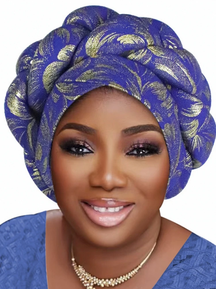 Female Head Wraps Raw Silk Headtie African Autogele Women's Turban Cap Nigeria Wedding Auto Geles Party Headpiece