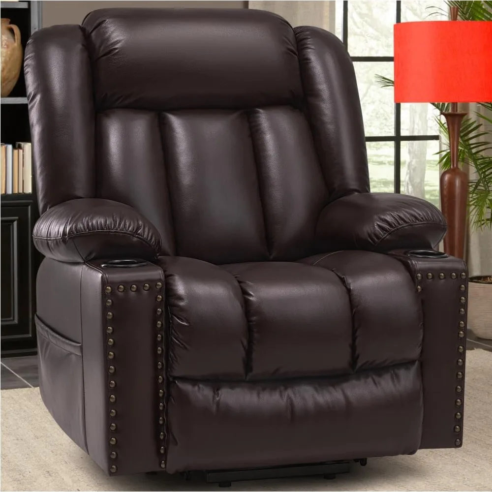 

Large Power Lift Chairs Recliners for Elderly with Heated and Massage, Overstuffed Adjustable Lift Chairs, Breathable Leather