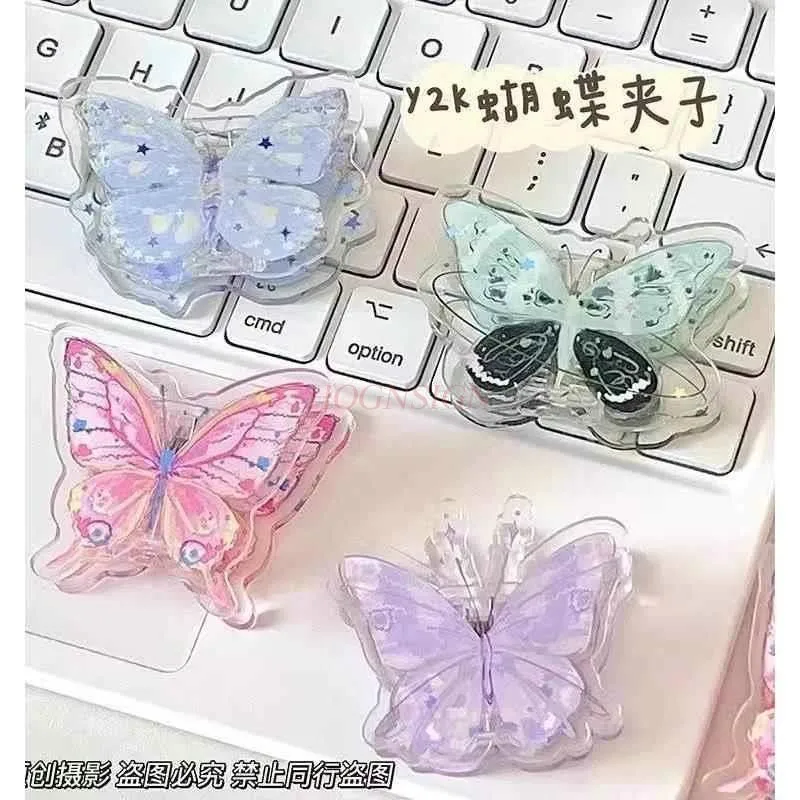 Clip acrilica a farfalla da 5 pezzi, clip a coda di rondine per carta per test del cuore della ragazza, clip per foto, clip angolare bifacciale