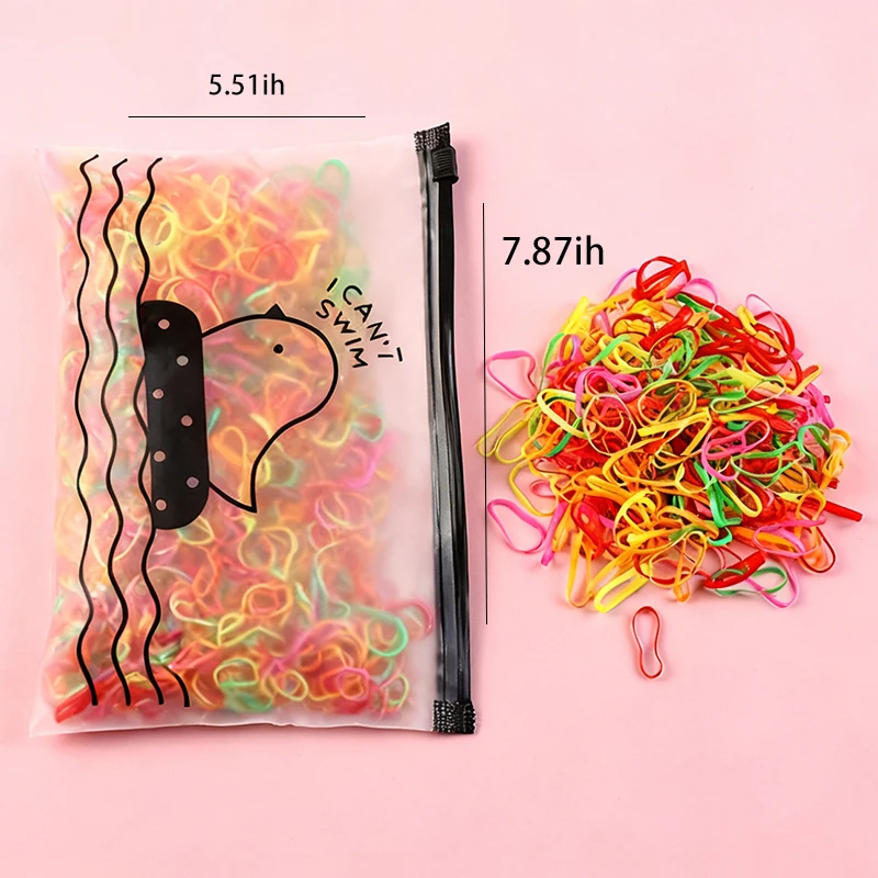 I CAN’T SWIM” Cartoon Hair Elastics, 300+ Count for Christmas Party Hairstyles - Colorful & Fun Disposable Bands for Girls - Image 6