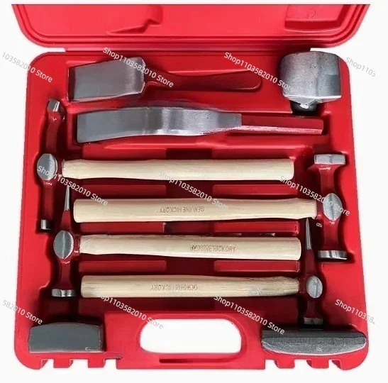 9-Piece Automotive Sheet Metal Depression Repair Tool Set Drawing Hammer Round Head Face Sheet Metal Hammer