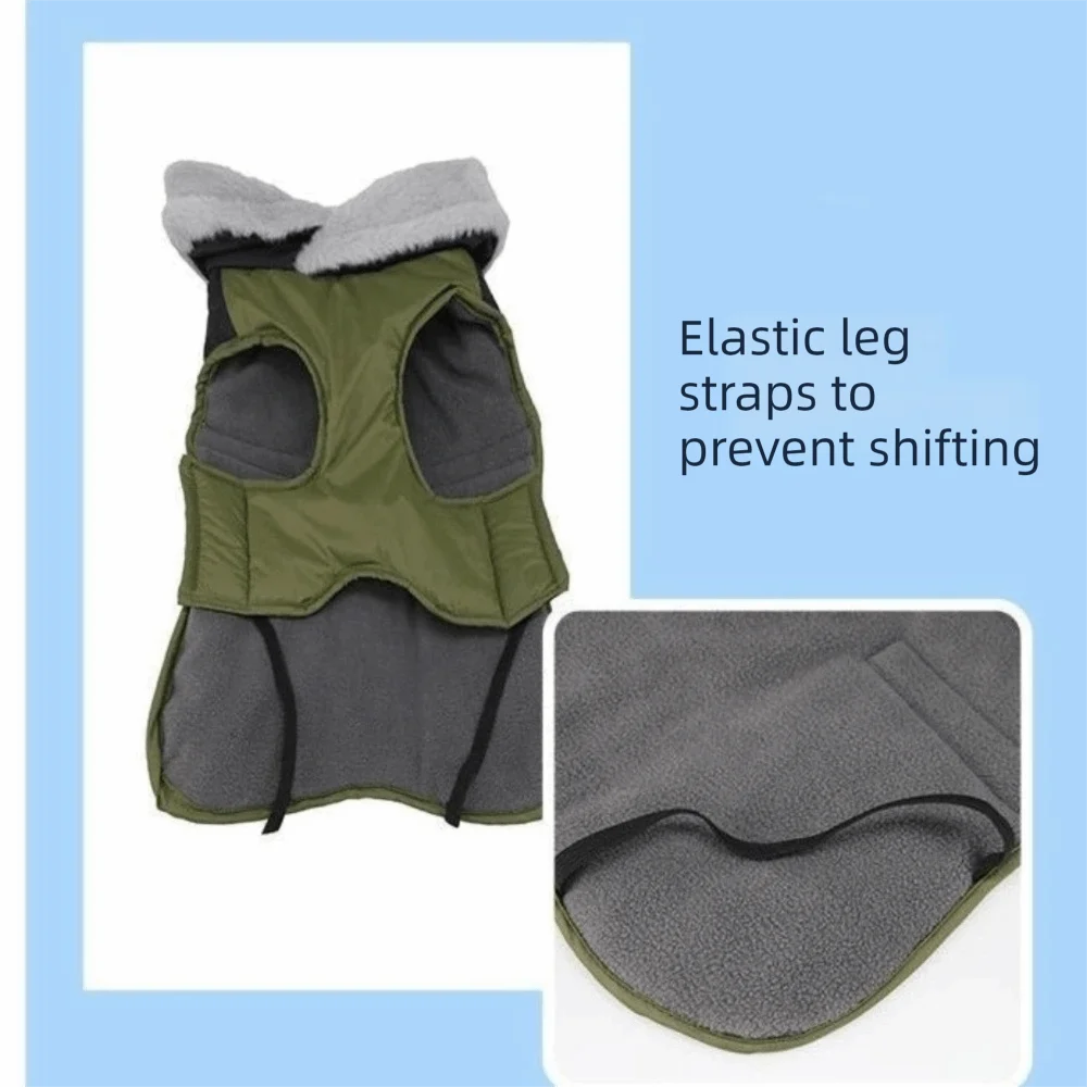 Practical Warm Dog Winter Coat Thickened Windproof Dog Vest Jacket Fleece Lining High-neck Dog Windbreaker Winter