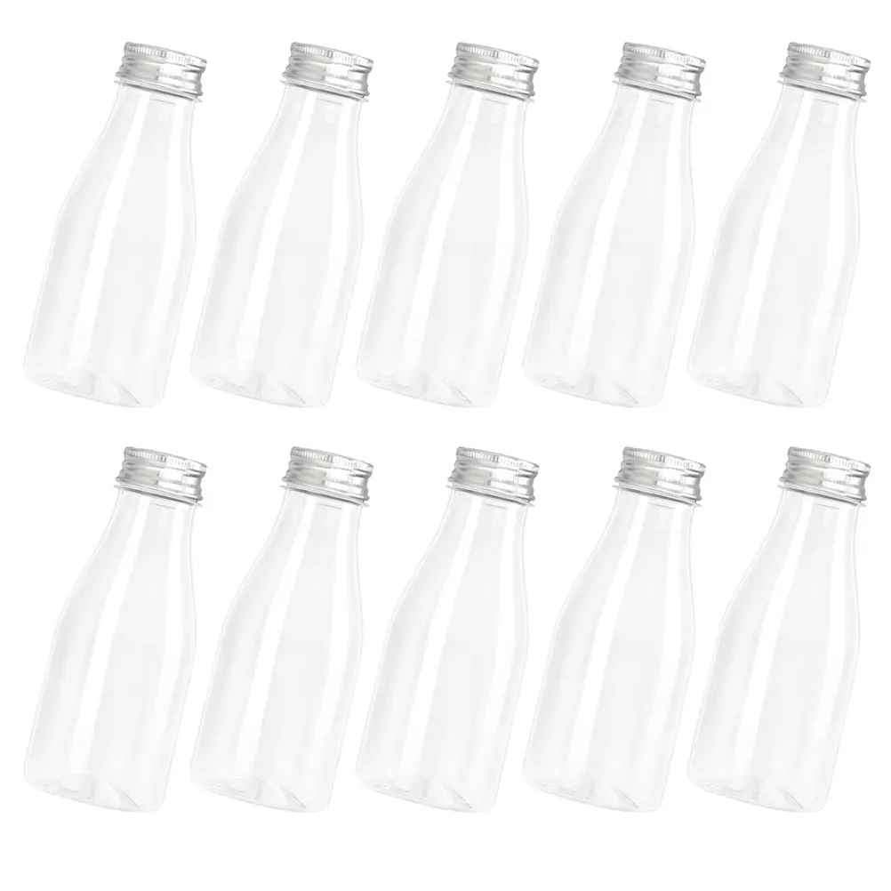 

10 шт. многоразовые пластиковые бутылки для сока с крышками, прозрачные контейнеры для молока, герметичные контейнеры для хранения напитков для спортзала, кемпинга, школы