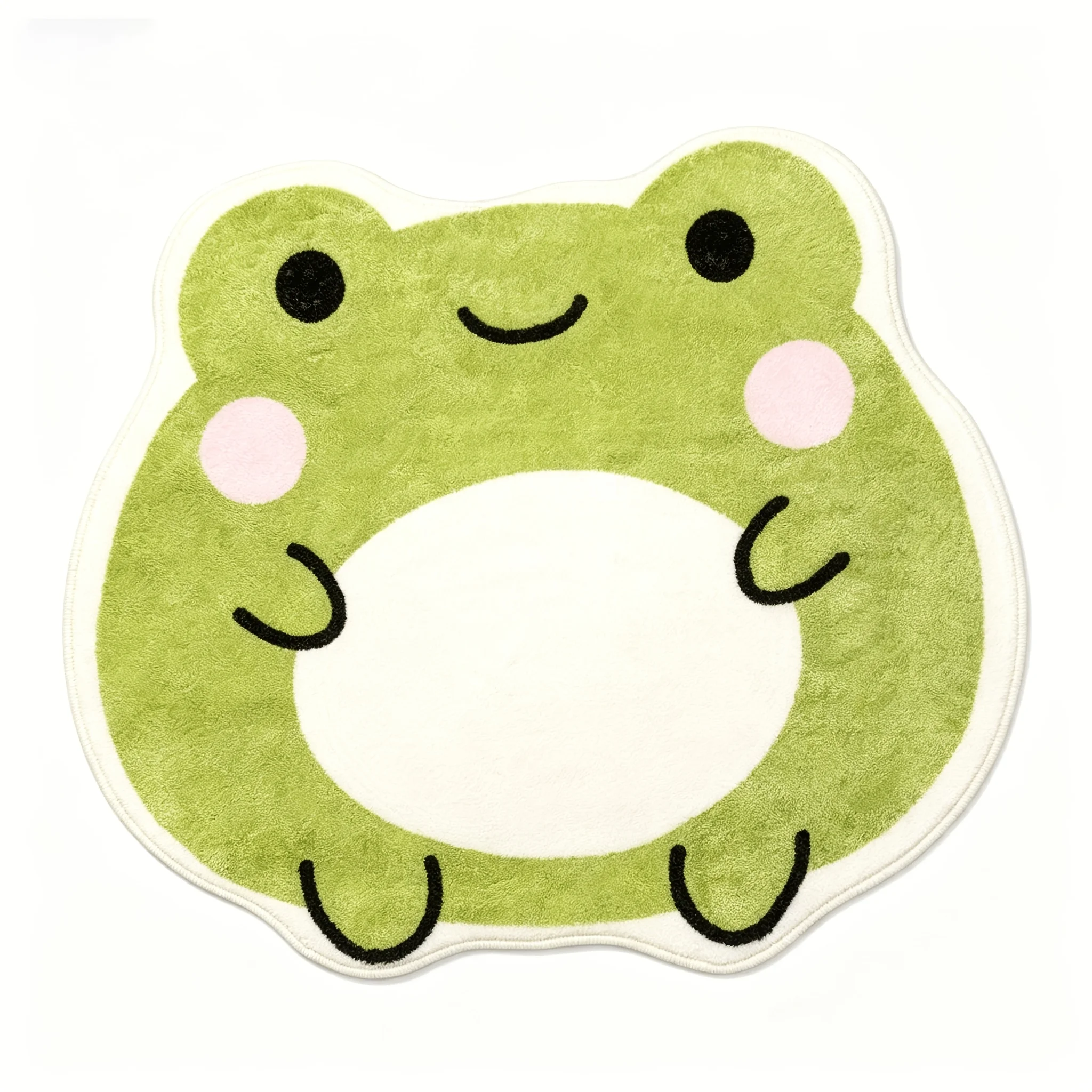 VIKAMA Cute Frog Shaped Rug,Non‑Slip Mat,Soft Fluffy Cartoon Green Frog Irregular Carpet for Bathroom Bedroom Indoor Decor Rug