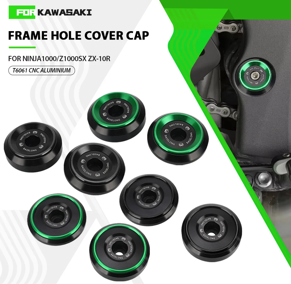 Motorcycle Accessories For Kawasaki NINJA1000 Z1000SX ZX-10R ZX-10RR Z1000 Frame Hole Cover Caps Plug Decorative Frame Cap Set