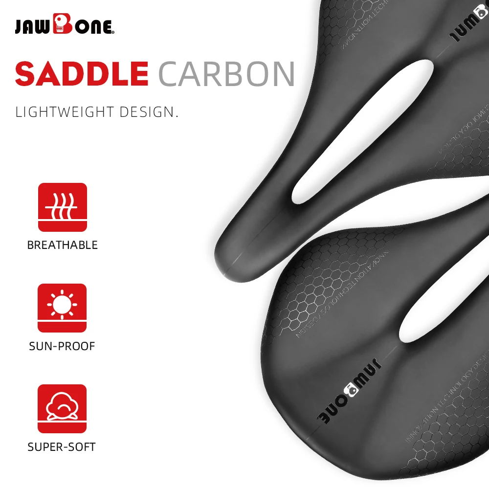 JAWBONE Bicycle Saddle Super Light Full Carbon MTB Cycling Bike Saddles 5D/6D 143/155mm Breathable Seating Cushion Cycling Parts