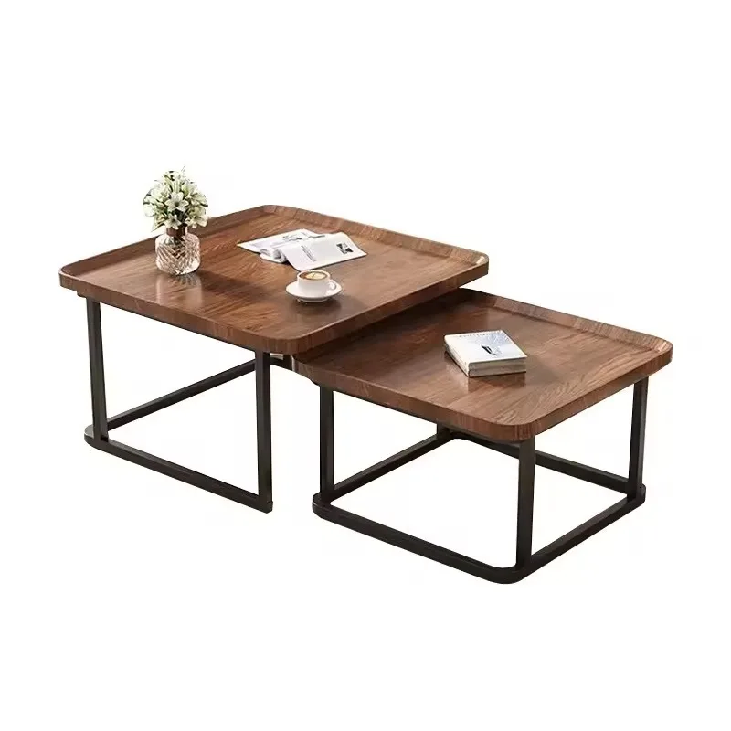 

Adjustable modern nested coffee table set, brown country style home furniture, suitable for living room, bedroom