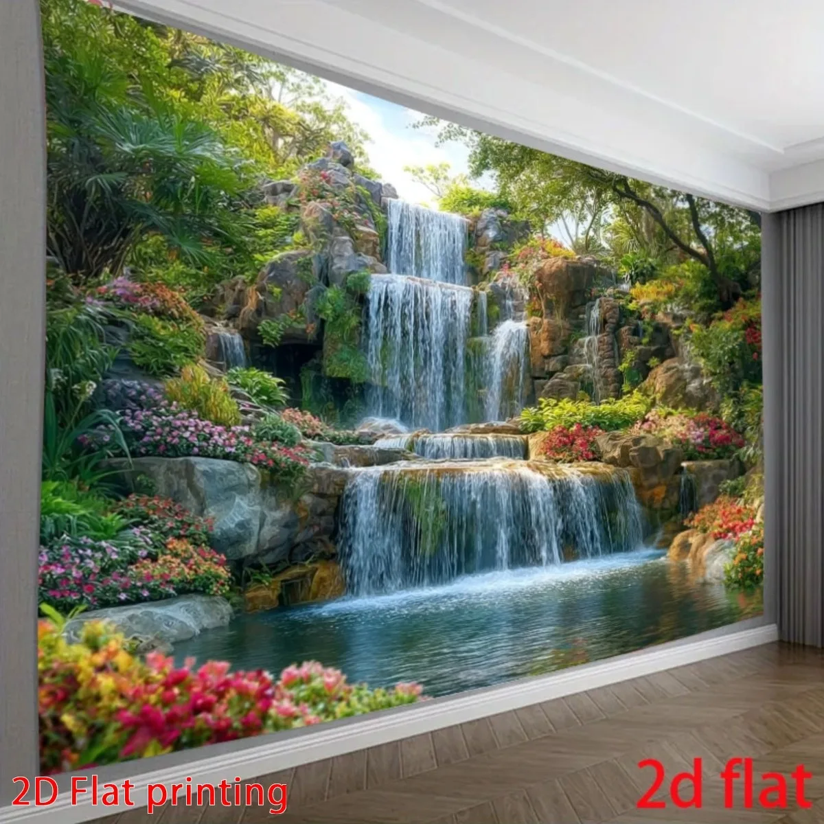Beautiful Waterfall Mural Wallpaper Tropical Nature Landscape Wall Art for Living Room Bedroom Home Decor Polyester Tapestry