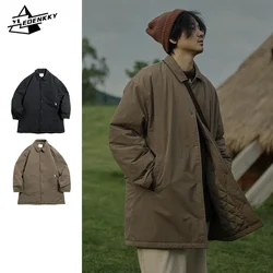 Manteau long japonais en coton vintage pour hommes et femmes, parka à revers chaud, manteau cargo coupe-vent, décontracté, extérieur, hiver