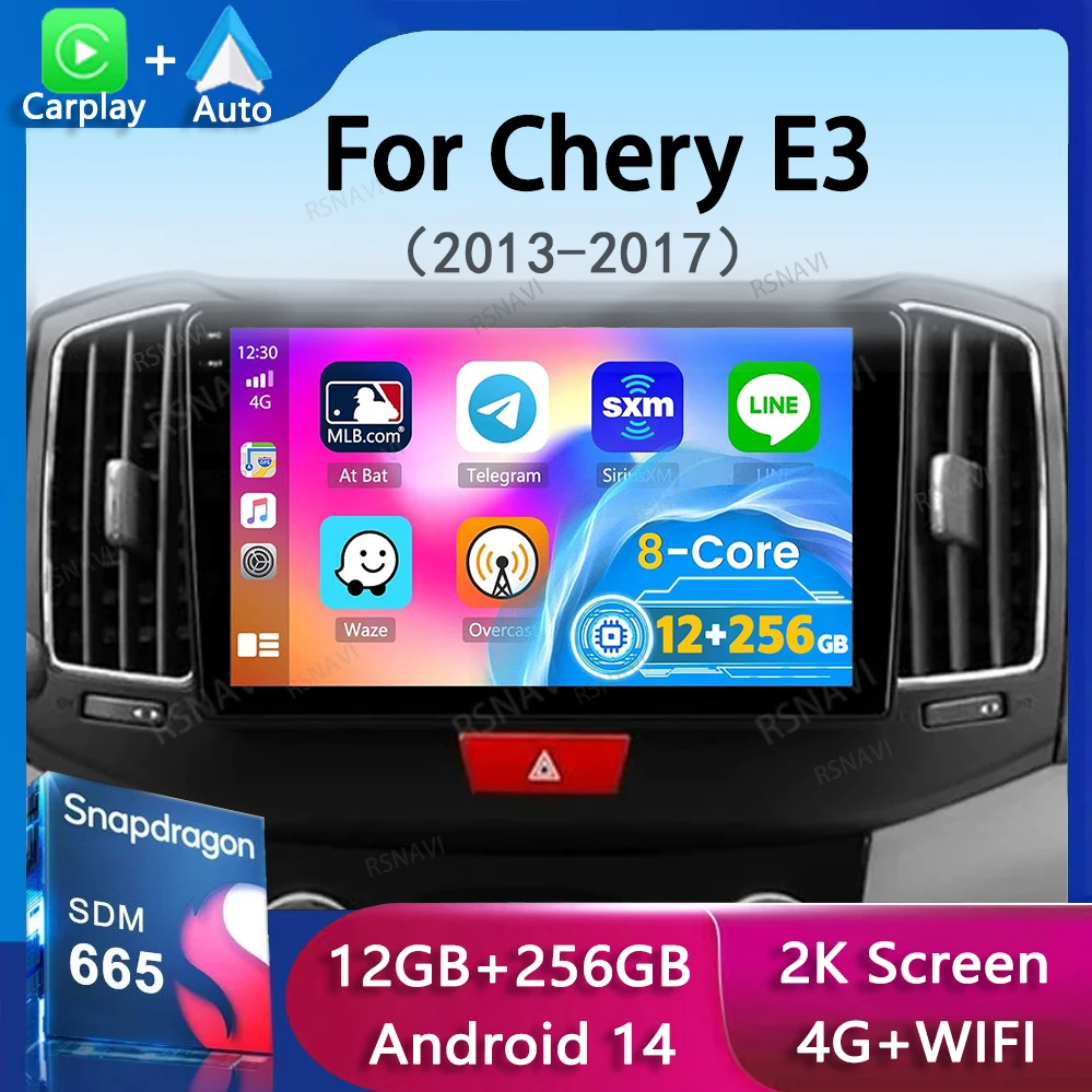 

Android 14 Carplay Auto WiFi+4G Car Radio For Chery E3 2013-2017 Multimedia Video Player GPS DSP Head Unit 2din Audio Stereo