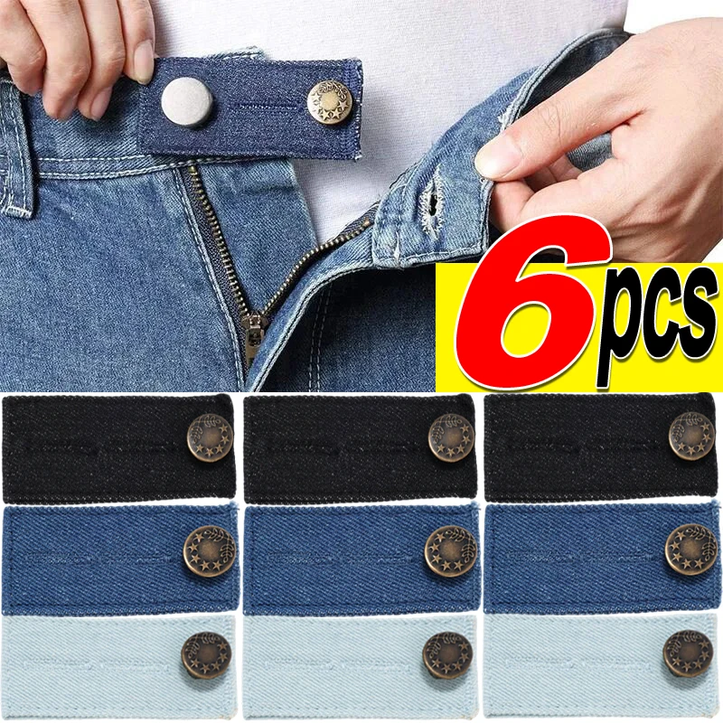 6pcs Jeans Waist Expander Button Elastic Waist Extender Button Belt Extension Denim Extenders Adjustable Easy Fit Pants Button