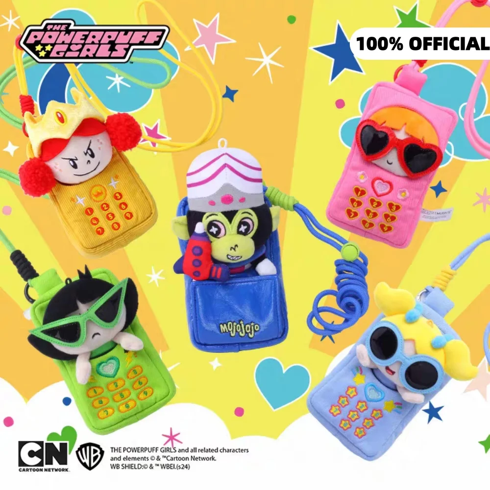Genuine The Powerpuff Girls Mobile-Shaped Plush Dolls Blossom Bubbles Buttercup Cartoon Backpack Ornamental Girl Plushies Gifts