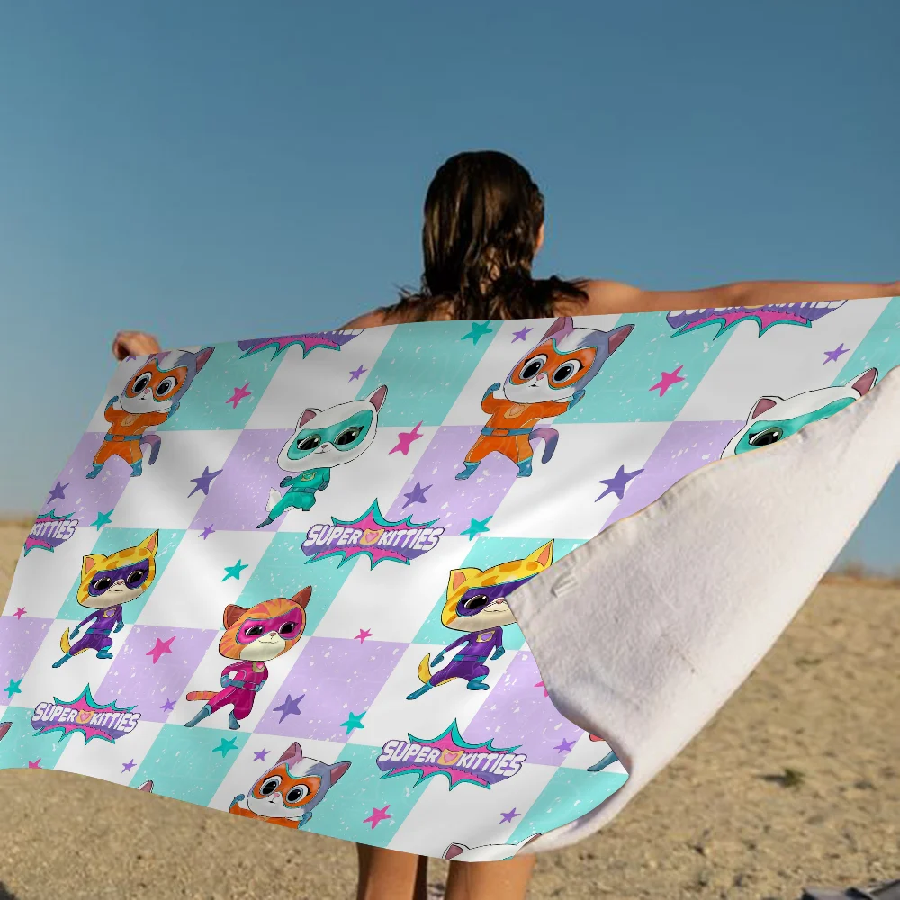 Junior Super Kitties Pattern Towel Microfiber Beach Towel Absorbent Quick dry Soft Yoga Swimming Resort Mountain Climbing Towel