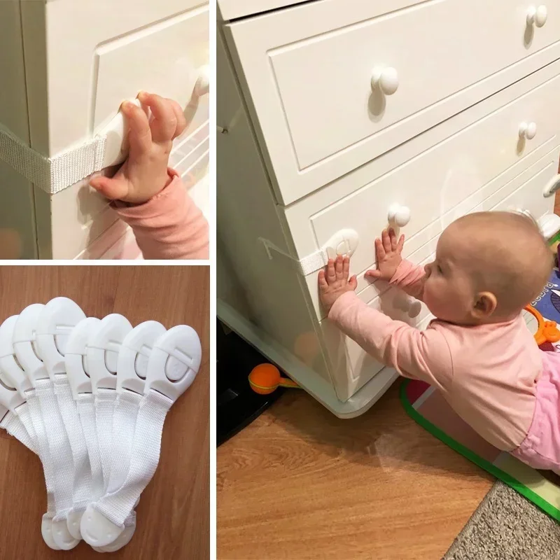 10 pièces/lot tiroir porte armoire placard toilette serrures de sécurité bébé enfants soins de sécurité serrures en plastique sangles infantile bébé Protection