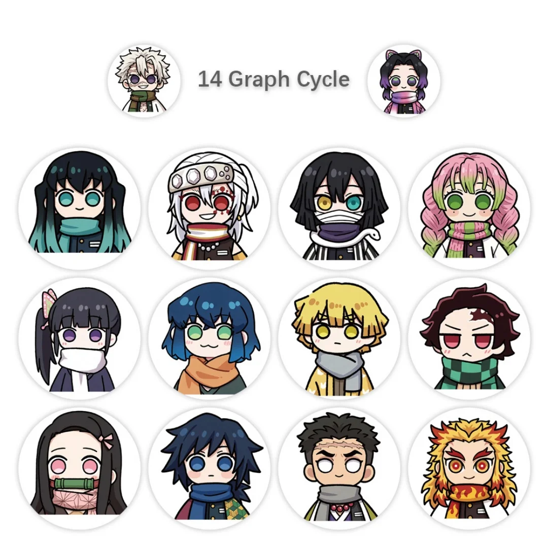 Demon Slayer Stickers Roll - 500PCS (14 Patterns) | Cute Anime Decals for Gifts, Envelopes & Crafts