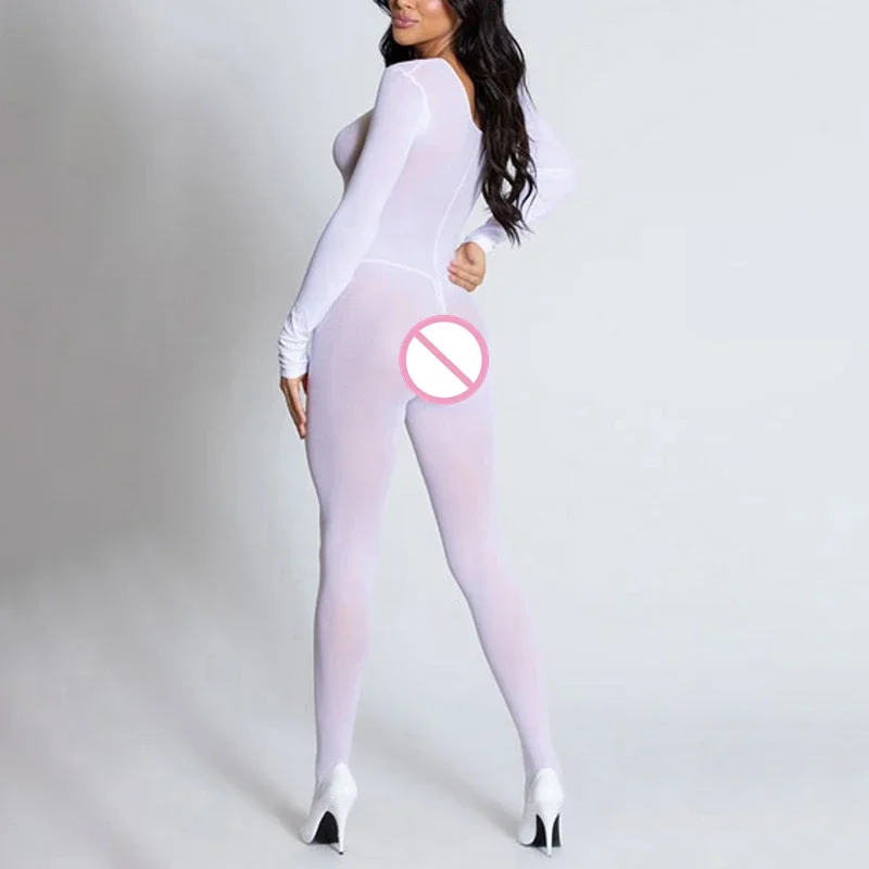 Erotic Lingerie Women Transparent Open Croch Body Stocking Bodysuit Costumes Jumpsuit Sexy See Through Nightclub Performance A50