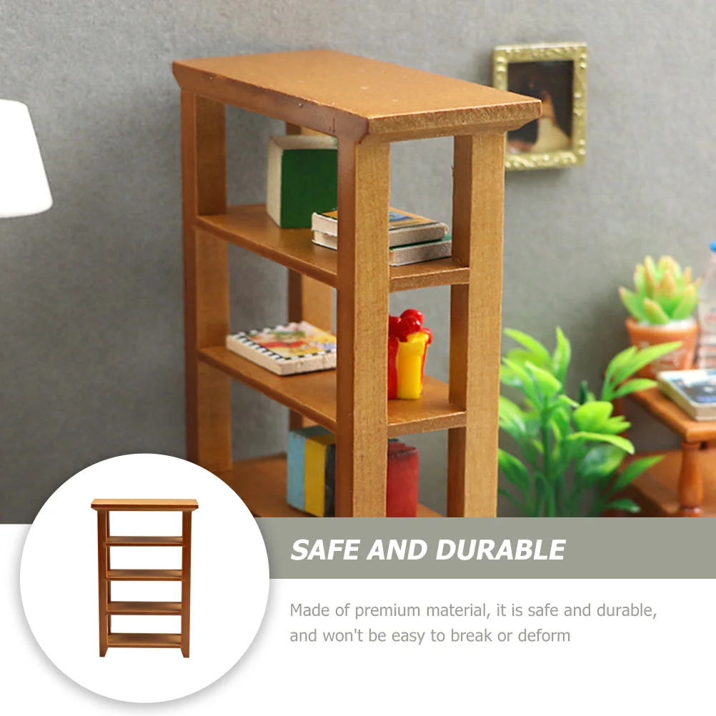 Bookshelf Simulation Frame Mini House Furnishing Supply Furniture Bookcase Wooden Black Craft