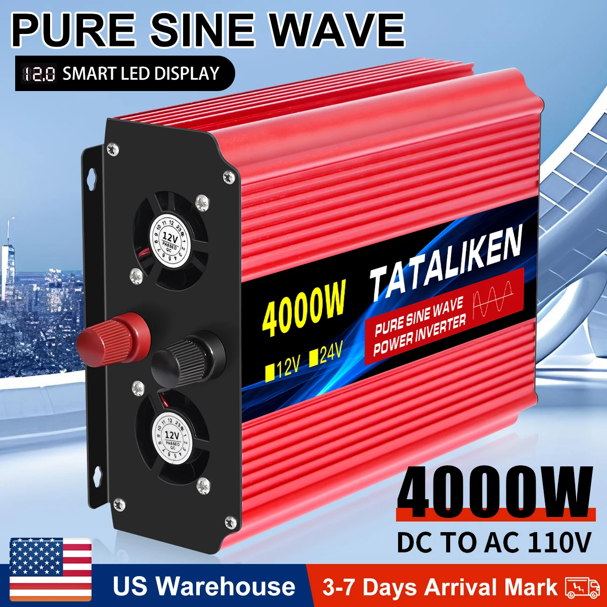 

Pure sine wave inverter High power 4000-10000W household portable with digital display American socket inverter