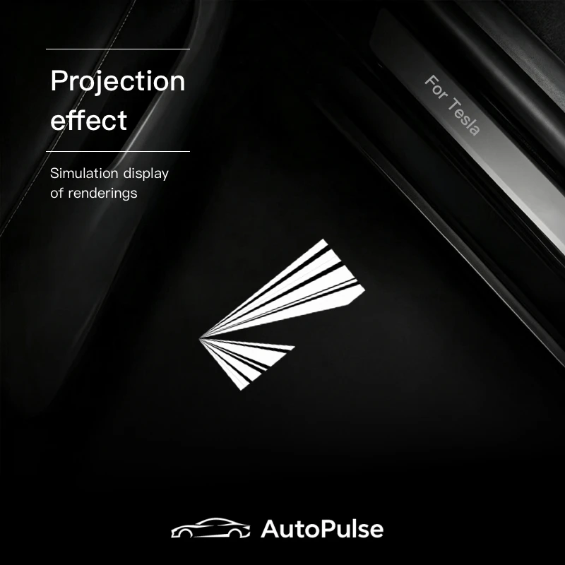 2pcs Car Door Lights For Tesla Model3 New ModelY ModelS 2025 Decor HD LEDS Lamp Glass Lens Never Fade Projection Puddle Lamp