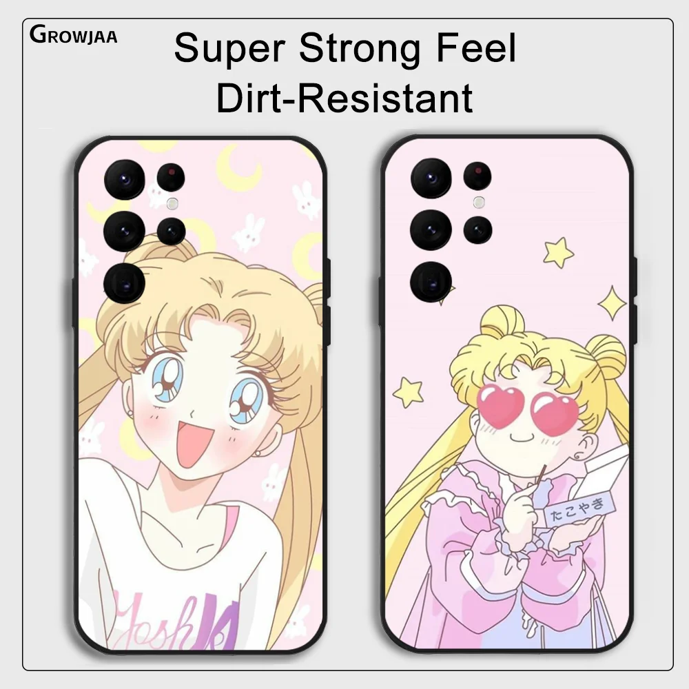 

S-Sailor M-Moon Cute Phone Case for Samsung Galaxy S24 Ultra S22 S23 Ultra S21 S20 5G Protective Silicone TPU Funda Anti Drop