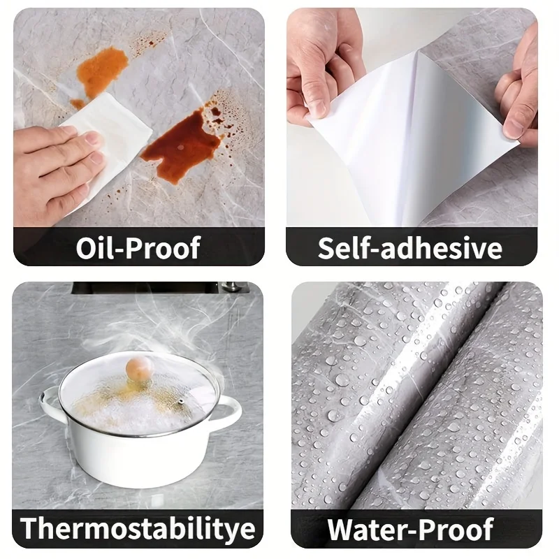1 Roll Terrazzo Pattern Wallpaper Self Adhesive Aluminum Foil Oil Stain Resistant for Kitchen Bathroom Walls Cabinets Desks