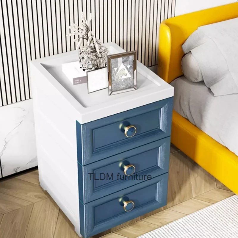 White Minimalist Night Table Cheap Storage Drawer Drawers Nightstands Luxury Trendy Aesthetic Mesitas De Noche Bedroom Furniture