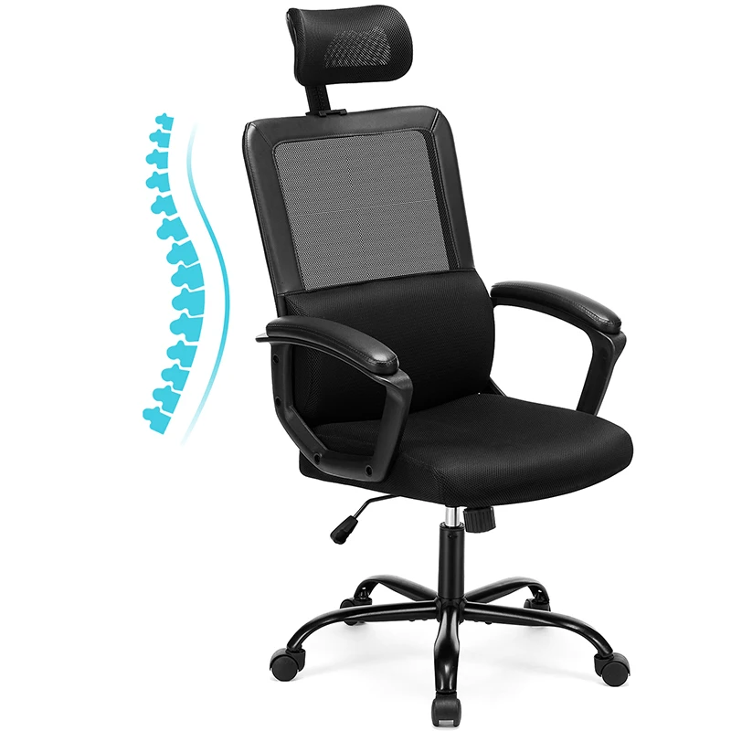 Sweetcrispy Ergonomic Office Chair High Back Mesh Gaming Desk Chair with Adjustable Headrest and Lumbar Support On-Site