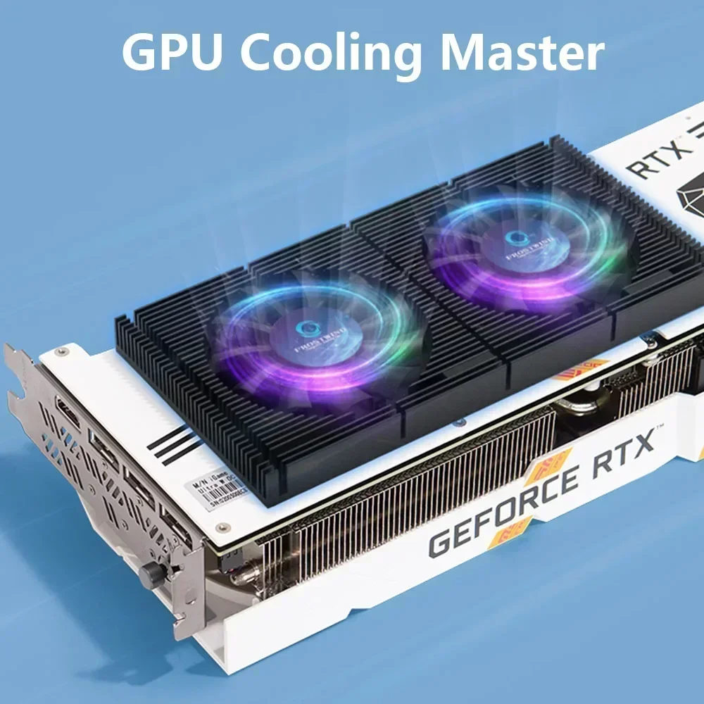 RTX4090/4080 GPU Backplate Radiator 3090/3080 Aluminum Video Memory VRAM Heatsink Panel PWM Dual Cooling Fan DIY Gamer Cooler