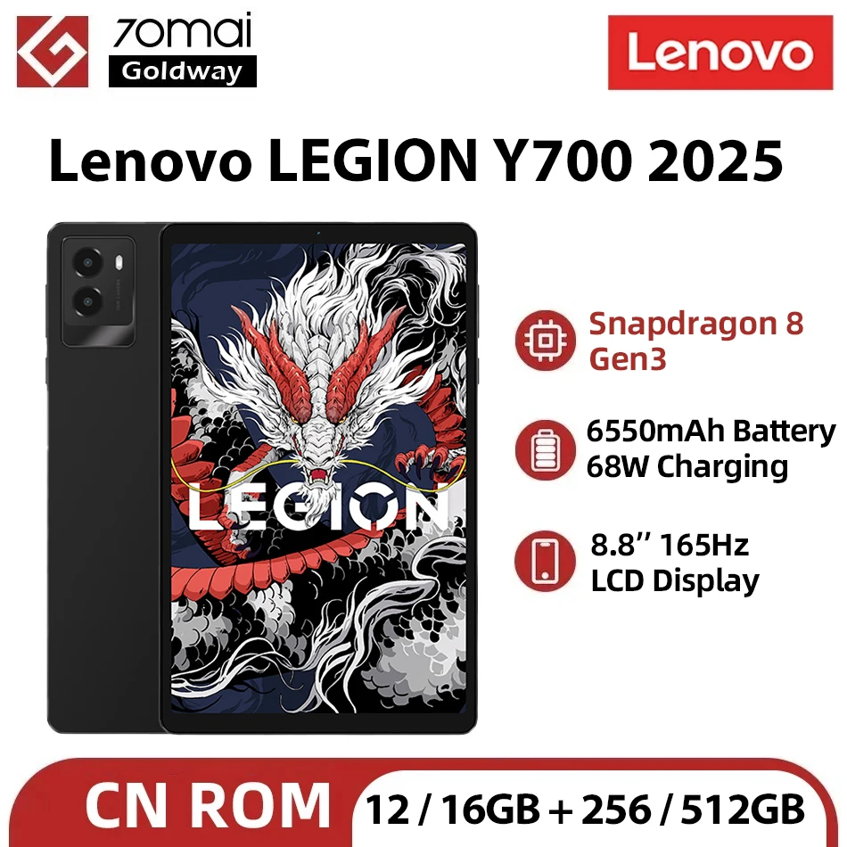 Lenovo Legion Y700 2025 Gaming Pad Original 256GB 512GB Snapdragon 8 Gen 3 8,8 "165Hz pantalla LCD 6550mAh batería Android Tablet