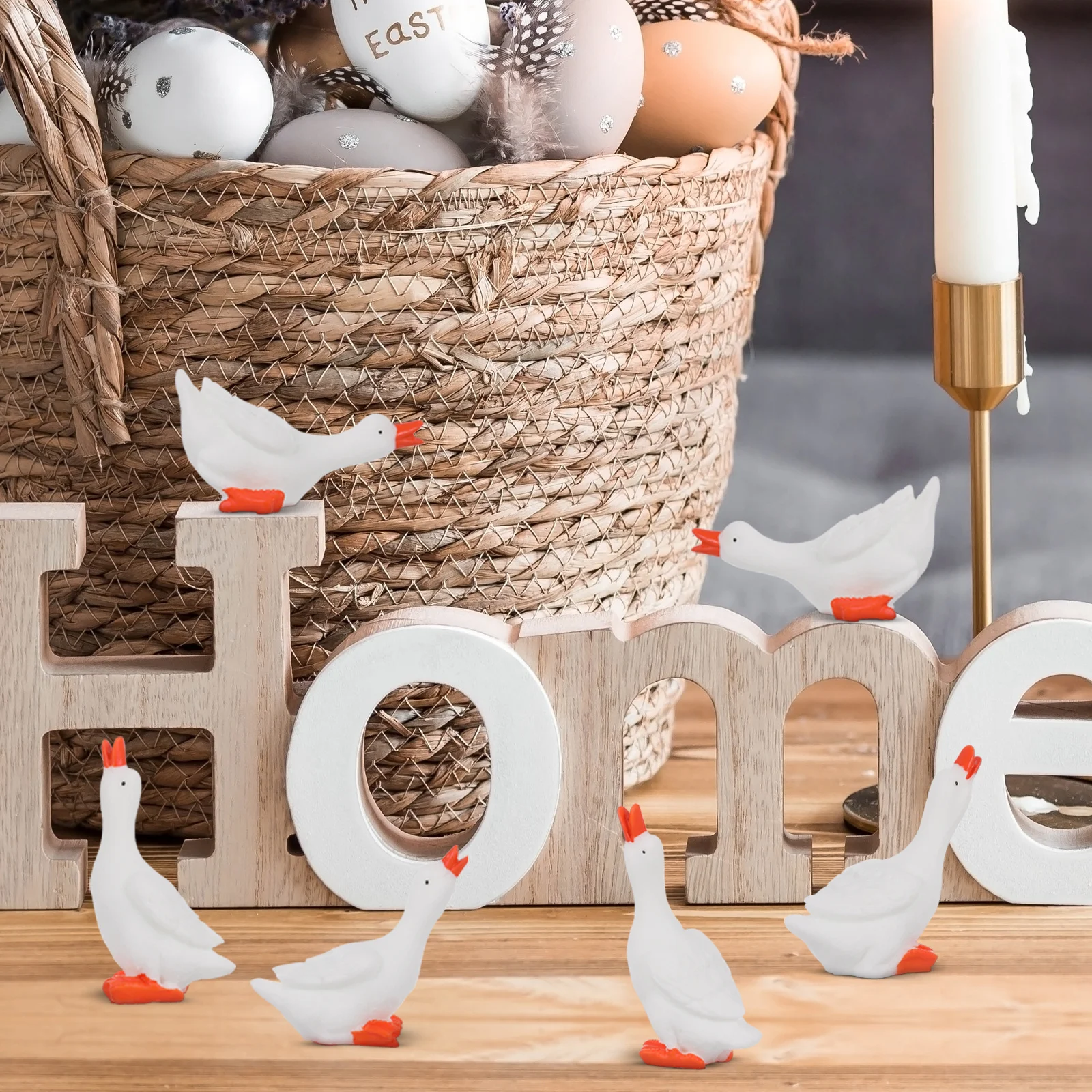 

12Pcs Large White Goose Decorations Mini Goose Ornaments Miniature Animal Decor for Home Imagination