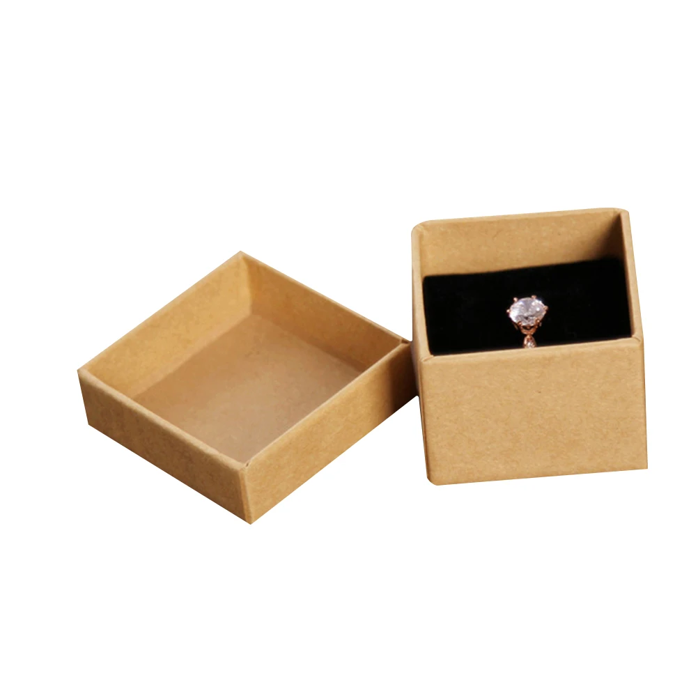 

5 pcs Kraft Paper Ring Boxes for Jewelry Storage Earring Gifts Packing Display Retro Design Elegant Appearance Perfect Birthday