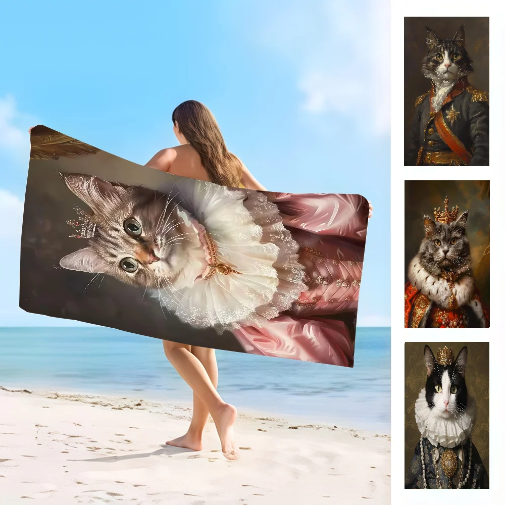 

Classic art print CAT Towel Absorbent microfiber beach towel，quick drying, for swimming, camping, yoga and outdoor beach