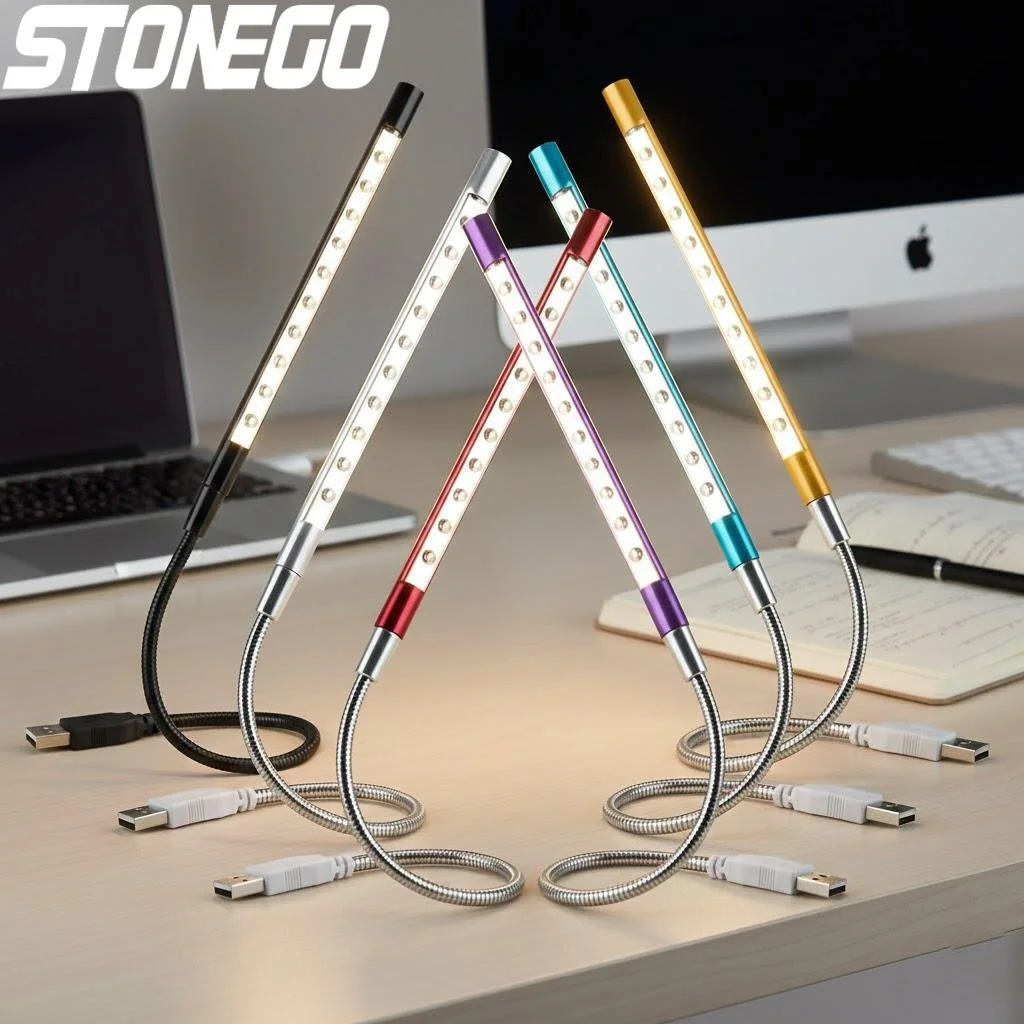 

USB LED настольная лампа: гибкая металлическая портативная лампа для чтения, для ноутбука, ПК, учебы, офиса, дома, спальни, ночник