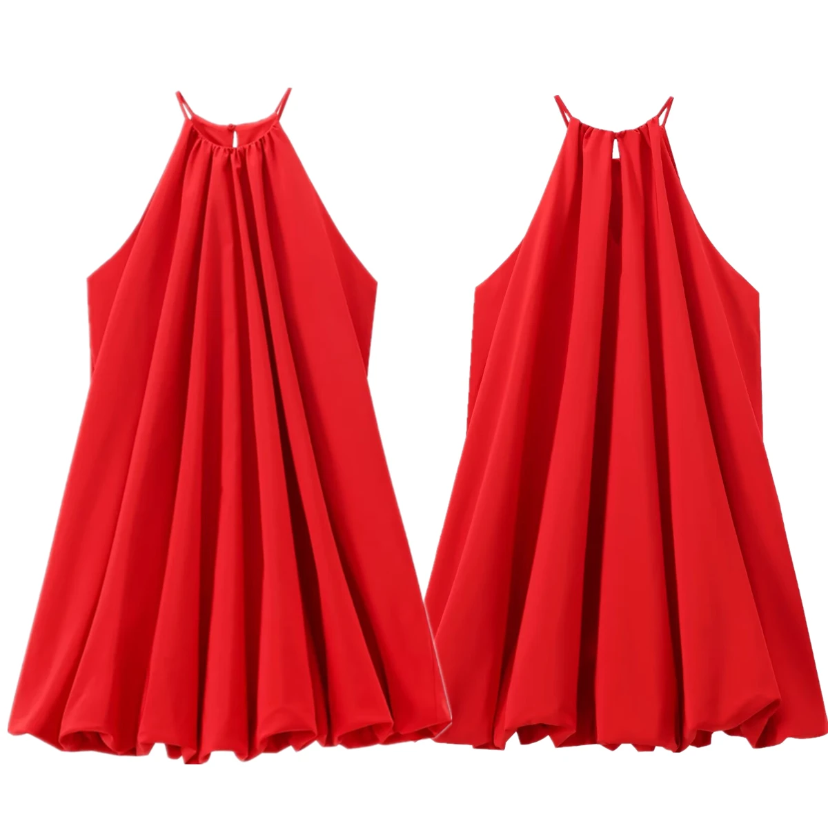 

Jenny&Dave Minimalist Sexy Pleated Red Dress Women Fashion Vintage Puffy Vestidos XS-L Suspender Dress