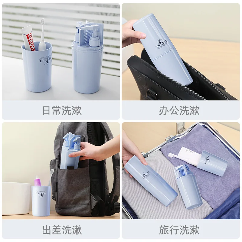 Haiying Travel Wash Cup Outdoor Portable Toothbrush Box Mouthwash Cup Creative Travel Standing Wash Set Toothbrush Cup - view 4