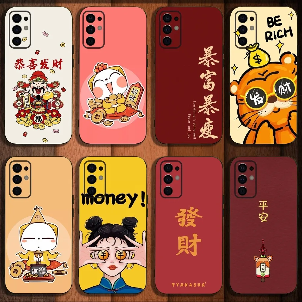 Wealth Art Chinese Style Phone Case For Samsung S24,S21,S22,S23,S30,Ultra,S20,Plus,Fe,Lite,Note,10,9,5G Black Soft Cover