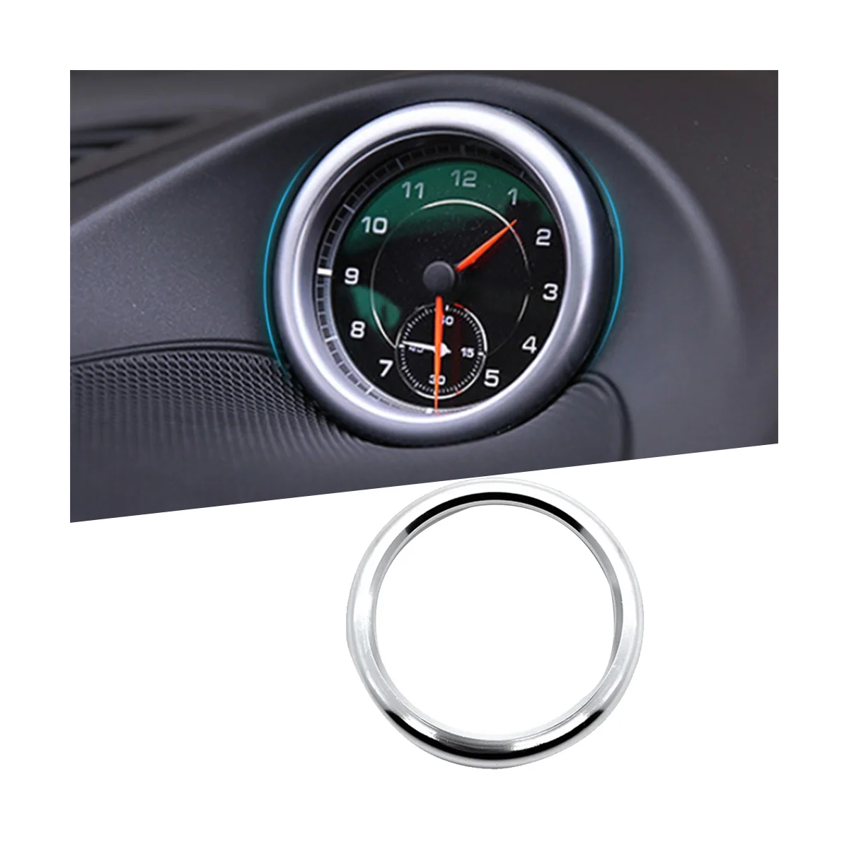 Compass Ring Clock Stopwatch Trim Ring Car Accessories for Porsche Panamera 911 Cayenne Macan,Silver