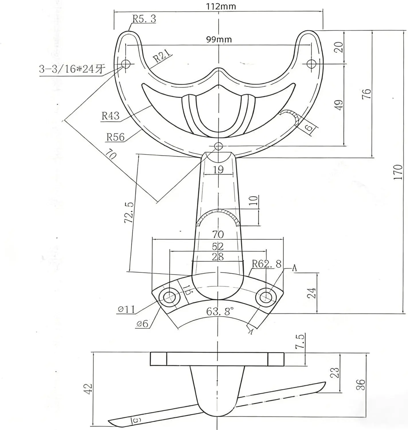 Ceiling Fan Support Rod Bracket For 52 Inch Fixture Replacement Zinc Alloy Arm Antique Bronze Gold White