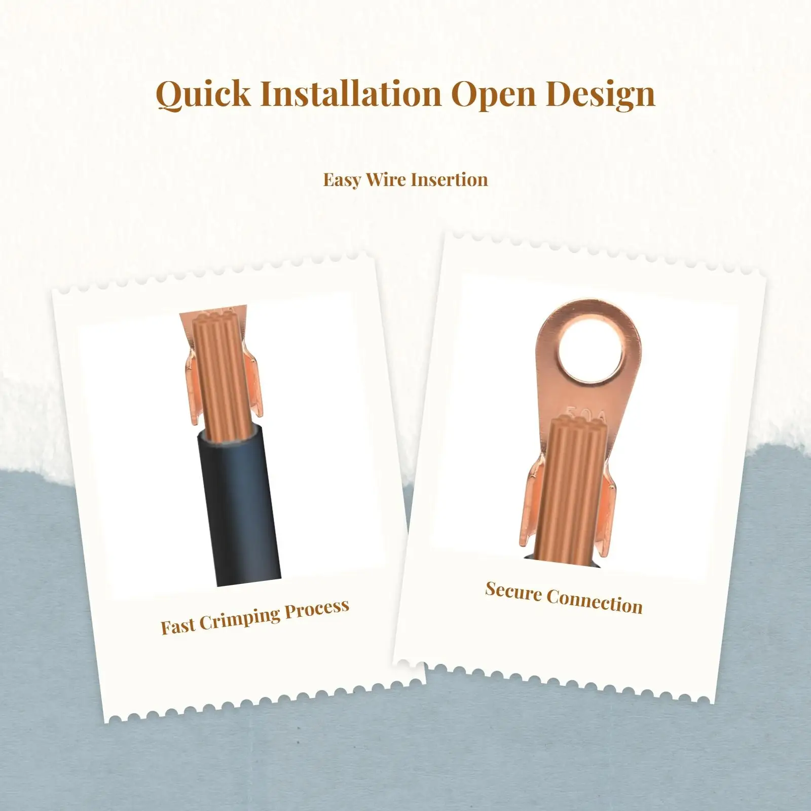 Copper Terminal 500A Brass Lug Open Barrel Power Connector Cable End for Automotive Marine Panels and Electricians