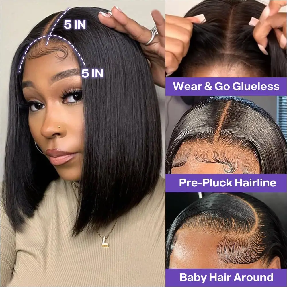 26 42 Inch 13x6 HD Transparent Bone Straight Lace Frontal Wigs 5x5  Human Hair Wig 200 250 Density for Women