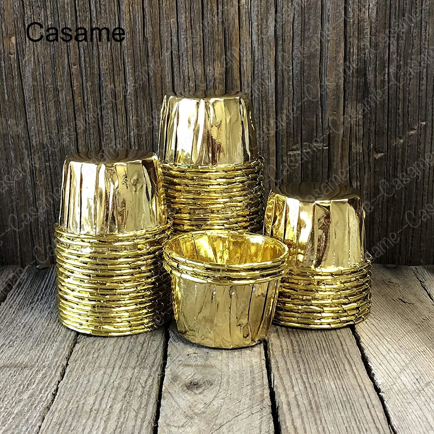 50pcs Large Gold Foil Candy Nut Cups  St Patrick\'s Day Mini Baking Liners  Gold  Cupcakes Cake Decoration Lovely