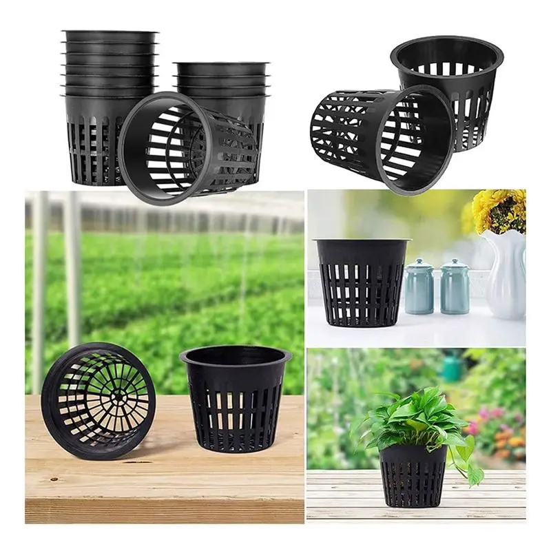 AB33-150Pcs Plant Grow Pots Net Nursery Cup Hydroponic Colonization Mesh Plastic Basket Holder Vegetable Planter
