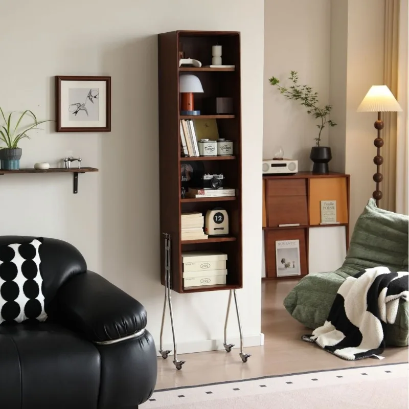 Medieval solid wood full-body mirror household floor mirror movable full-length mirror