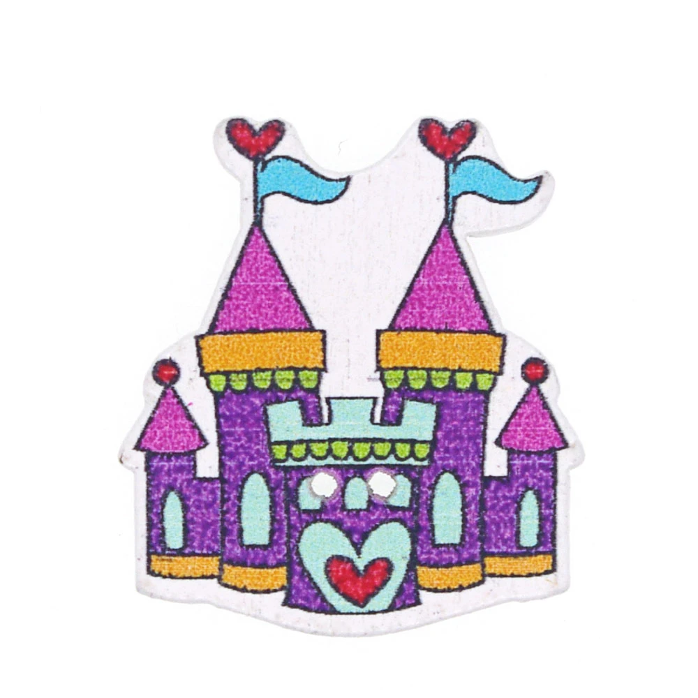 30Pcs/Lot Wooden Buttons Castle Mixed Random DIY Craft Scrapbooking Sewing Accessories W10040